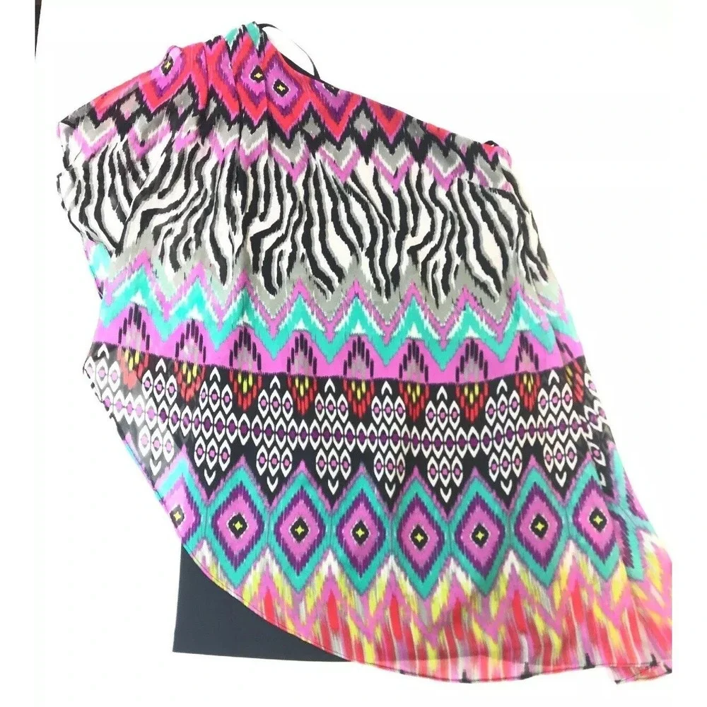 Bisou Bisou Michele Bohbot One Shoulder Dress Size 4 Zebra Geometric Print Black